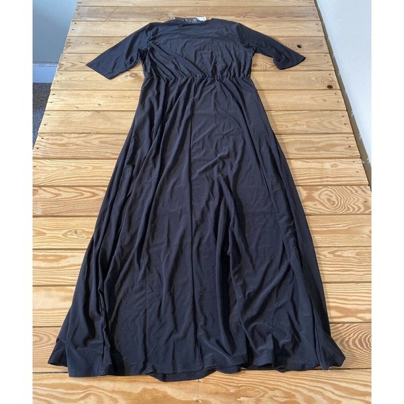 NWT Attitudes by Renee Como Jersey Magic Waist Maxi Dress Size Small Black - Picture 2 of 8